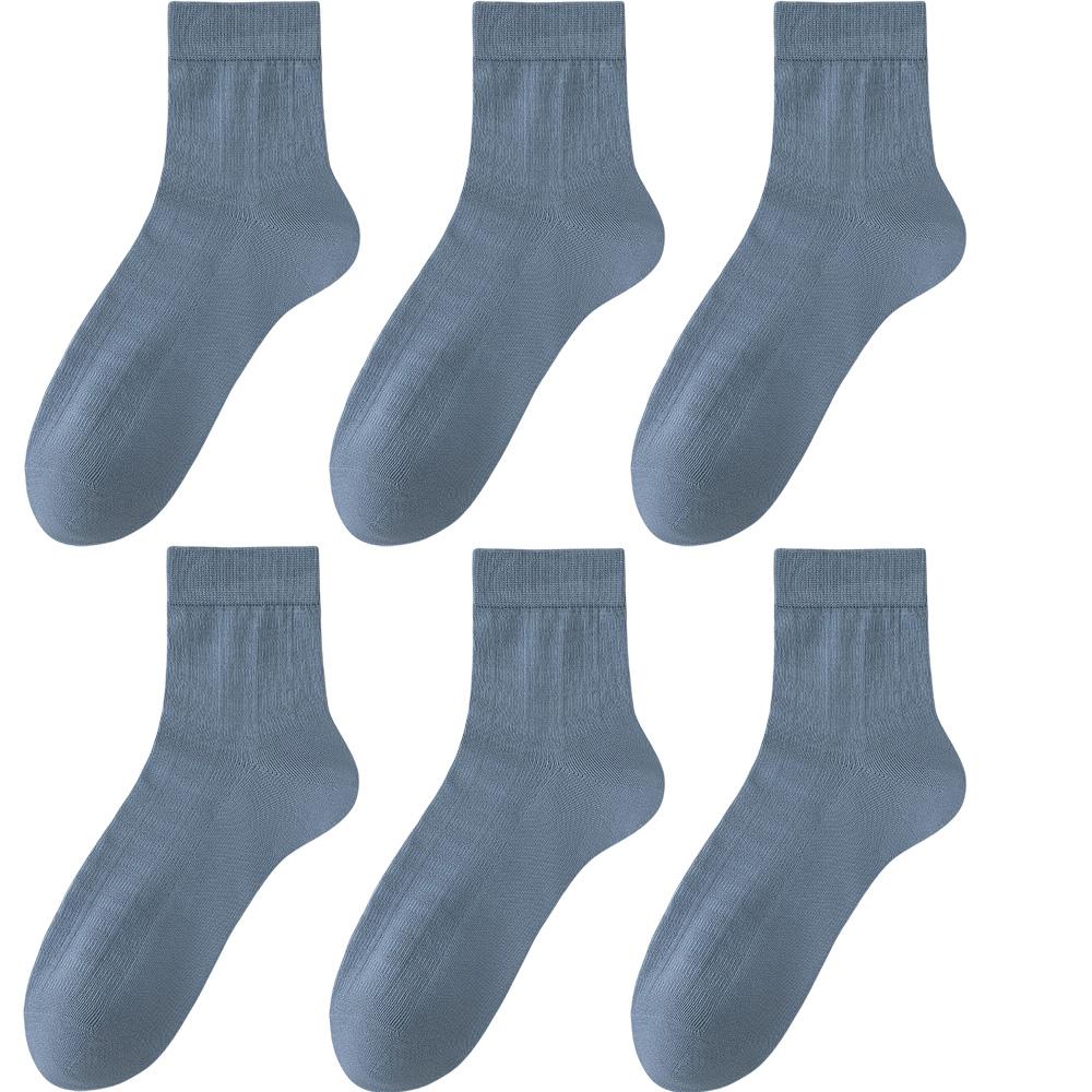 6 Pairs Men Summer Bamboo Fiber Socks Mesh Breathable Business Dress Fashion Solid Color Black White Anti Odor Moisture Wicking