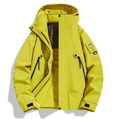 Three-in-one Spring and Autumn Men's Hooded Workwear Jacket, Men's and Women's Windproof Outdoor Removable Mountaineering Jacket