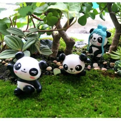 8 kusů/sada Panda Mikro krajina Pryskyřice Panda Mech Mikro krajinná dekorace DIY Materiálová sada Malá Panda Stolní dekorace