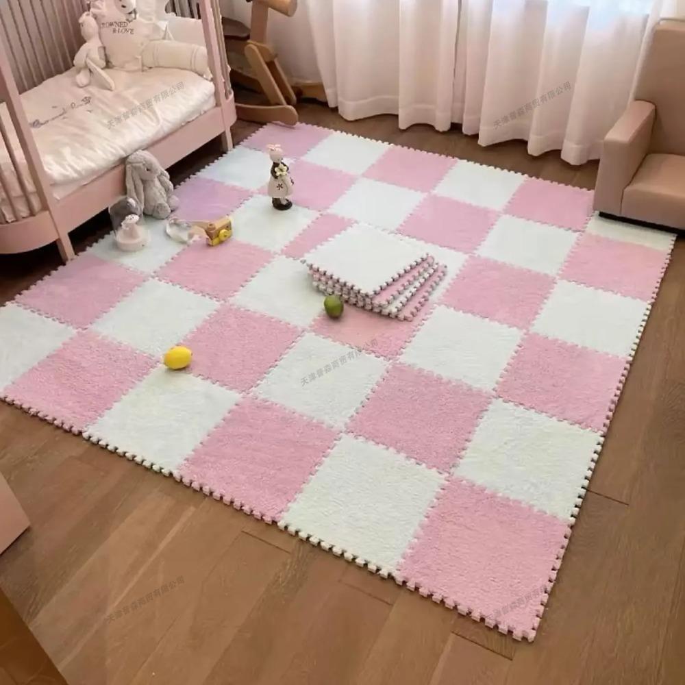 10 шт. Плюшевый детский игровой коврик 30x30 см Мягкий коврик-пазл для ползания Соединяющийся напольный ковер-мат для детской комнаты, детской, спальни