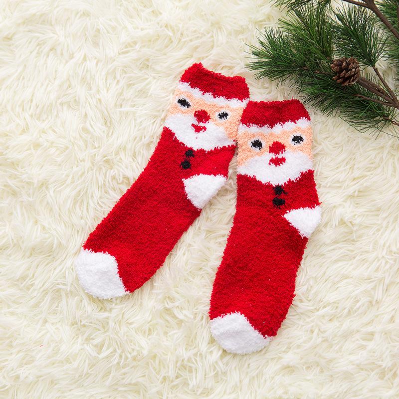 

New Creative Design Winter Socks Coral Velvet Christmas Socks Children Santa Claus Home Warm Floor Socks Elk Cartoon Sleep Socks One Size