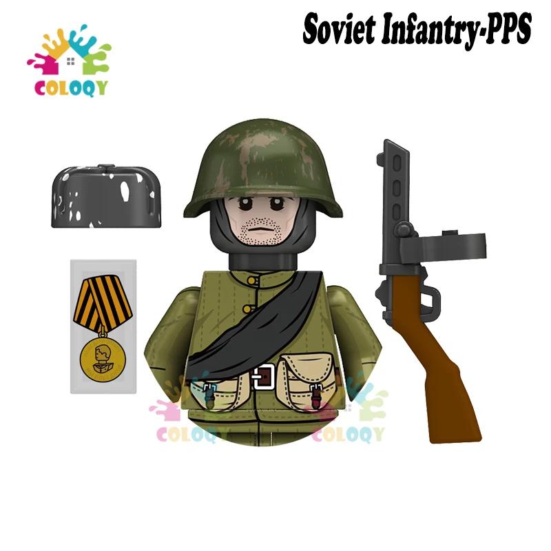 Kids Toys WW2 Military Army Sets Building Blocks Soviet US China Soldiers Mini Action Figures Medal Toys For Kids Birthday Gifts