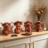 Rustic Highland Cow Ornament, Terracotta Color 3D Printed Cow Statue, Cute Highland Cow Figurine for Home Desk Shelf Farmhouse Decor