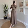European & American Women's Autumn 2025 Fashion: Casual Long-Sleeved Jacket and Midi Skirt Set