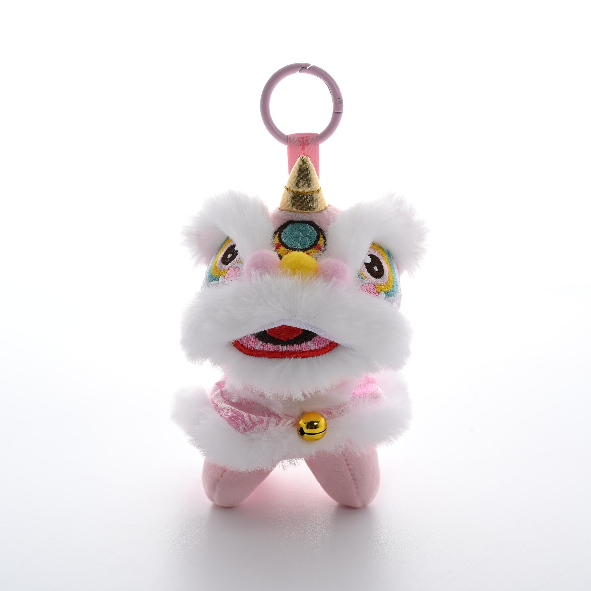 

Chinese style lion New Year Lion Dance Little Lion Festive Chinese Creative Cute Doll Keychain Bag Pendant рожевий