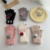 Korean Student Strawberry Gloves Thickened Writing Touch Screen Gloves Writing Bike Warmth Thickened Five Finger Gloves