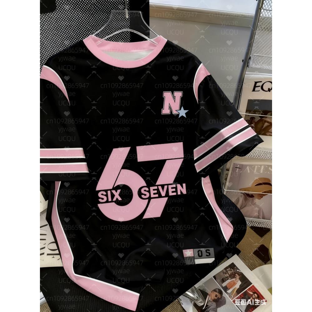 Summer Fashion 67 Kids T-shirt Funny 6 7 Print Short Sleeve Boys Tees Top Loose Streetwear Girl Clothing