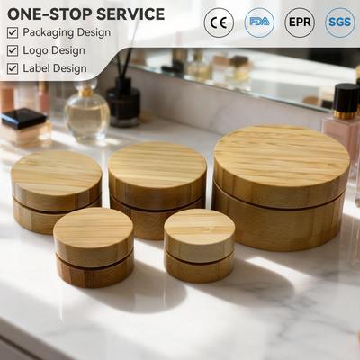 Handmade High Quality Cylinder Storage Wooden Box Small Round Cream Cosmetic Jewelry Salt Tea Bamboo Box with Engraved Design