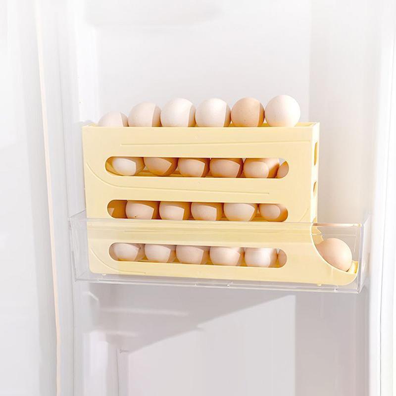 Household Automatic Rolling Egg Storage Box Kitchen Refrigerator Side Door Egg Preservation Rack 30 Egg Boxes