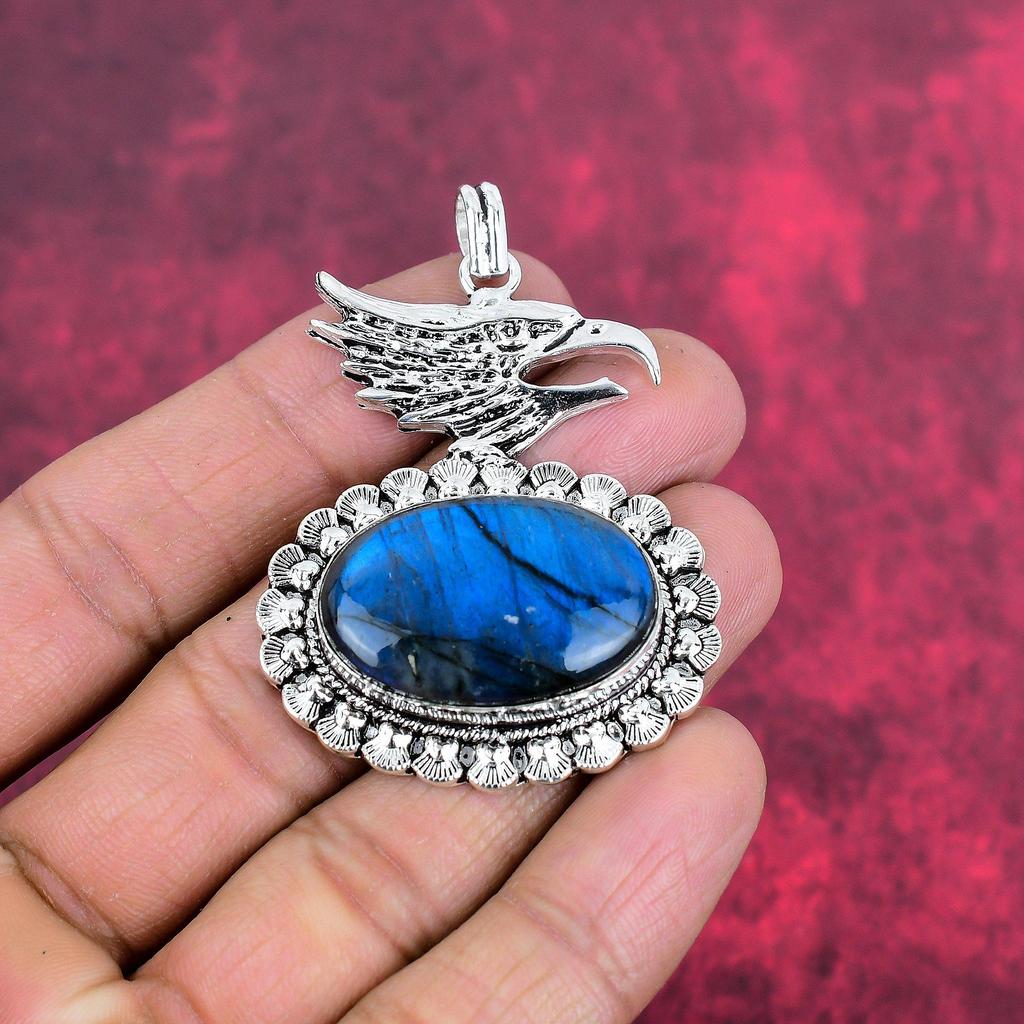 Přívěsek z labradoritu, ručně vyrobený drahokam ze sterlingového stříbra 925, starožitné šperky, dárkové stříbrné šperky