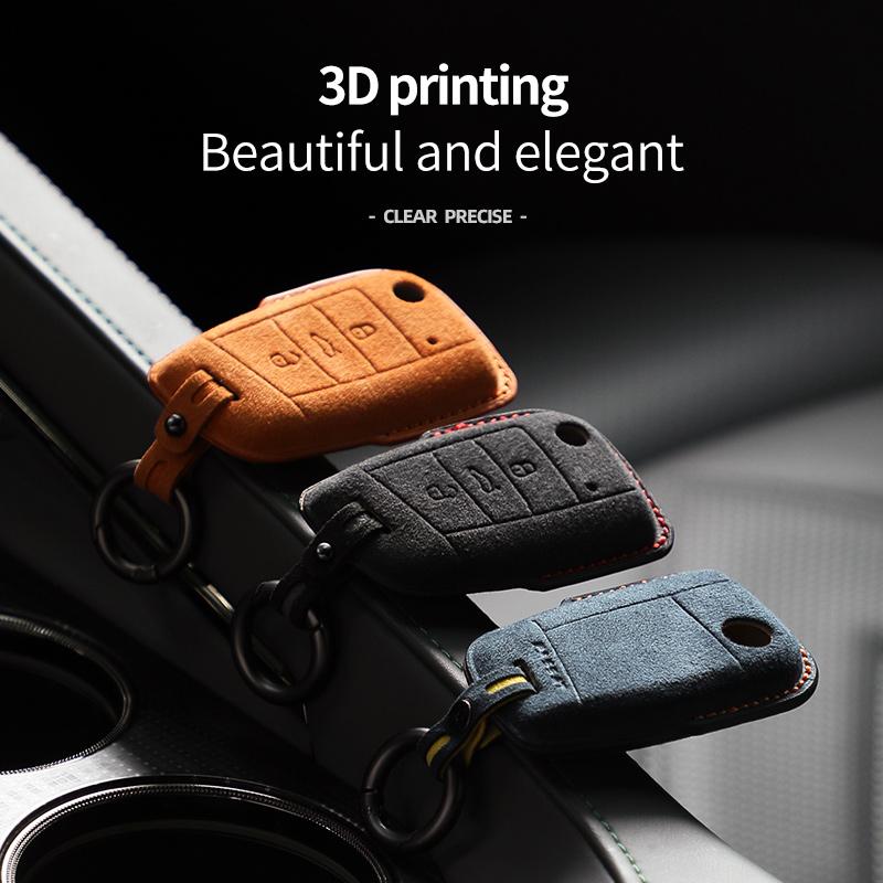Interior Mouldings Car Key Case Alcantara Keychain For VW Volkswagen Golf 7 MK7 Tiguan MK2 Passat Sagitar Cover Shell Auto Inter