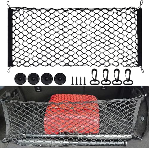 

LIUSHUYAN Сетка-органайзер для багажа, 2 слоя, 35,4 x 16,8 дюймов (90 х 40 см), Многофункциональная сетка в багажник, сетка для багажа, сетчатый карман, сетка для хранения, высокая эластичность