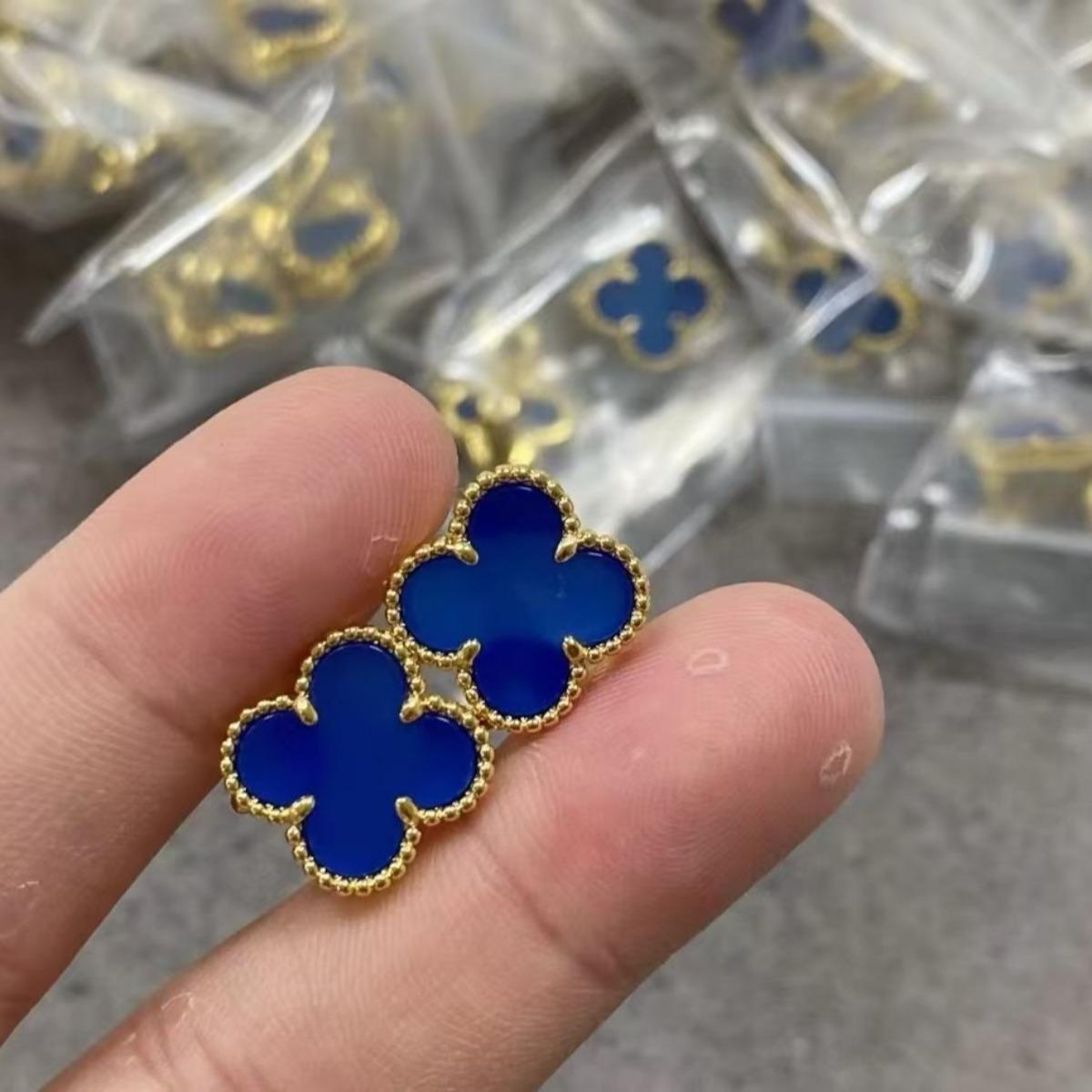 

15 мм модные серьги с четырьмя листочками клевера, высококачественные роскошные серьги-ракушки, женские серьги премиум-класса