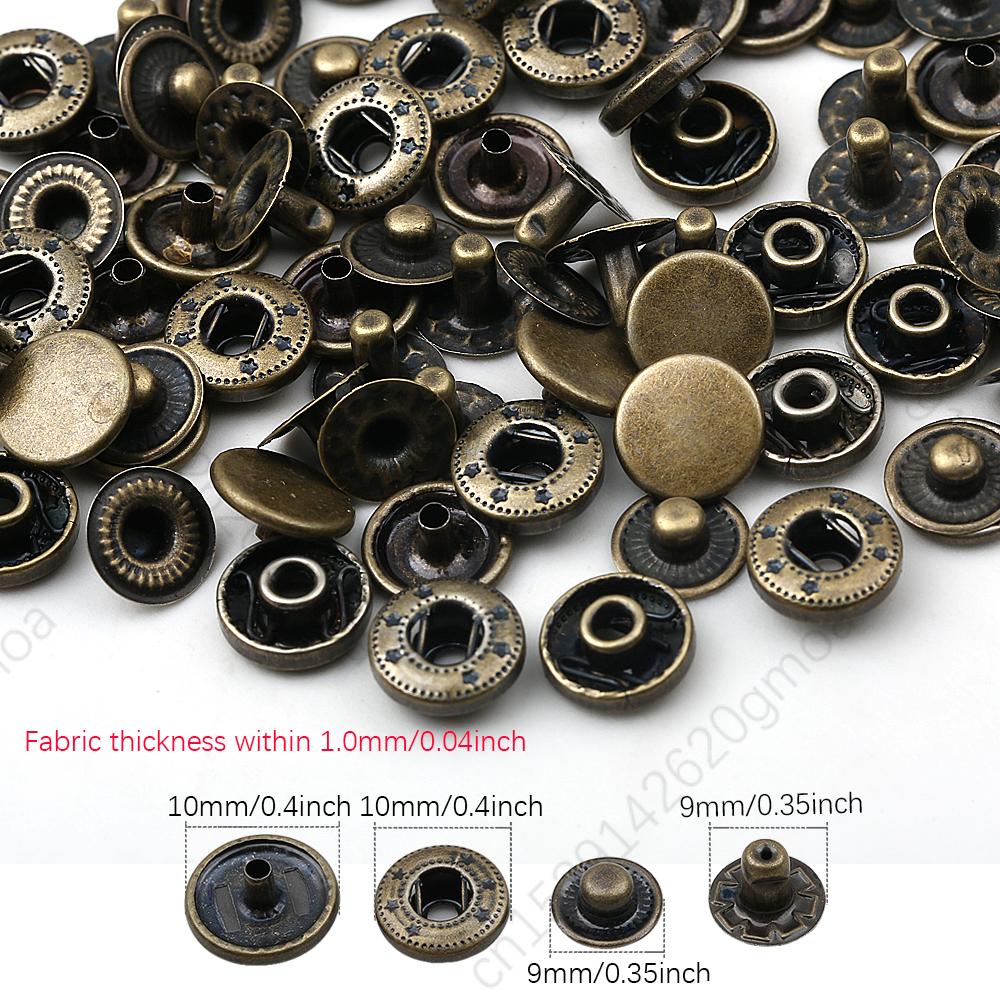 20Sets/Pack 10-15Mm Metal Snap Buttons Sewing Accessories Botones Snaps Button For Clothing Bags Leather Pressure Snap Fasteners