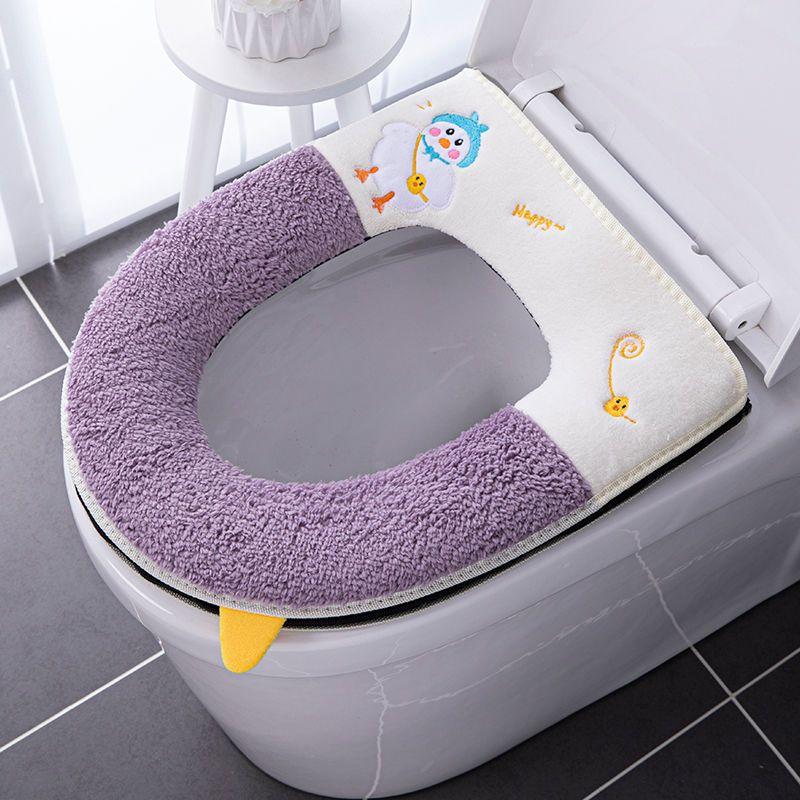 Universal Closestool Cushion Fully Enclosed Closestool Cushion Thickened Closestool Cover Cartoon Waterproof Cushion Zipper Closestool Cushion