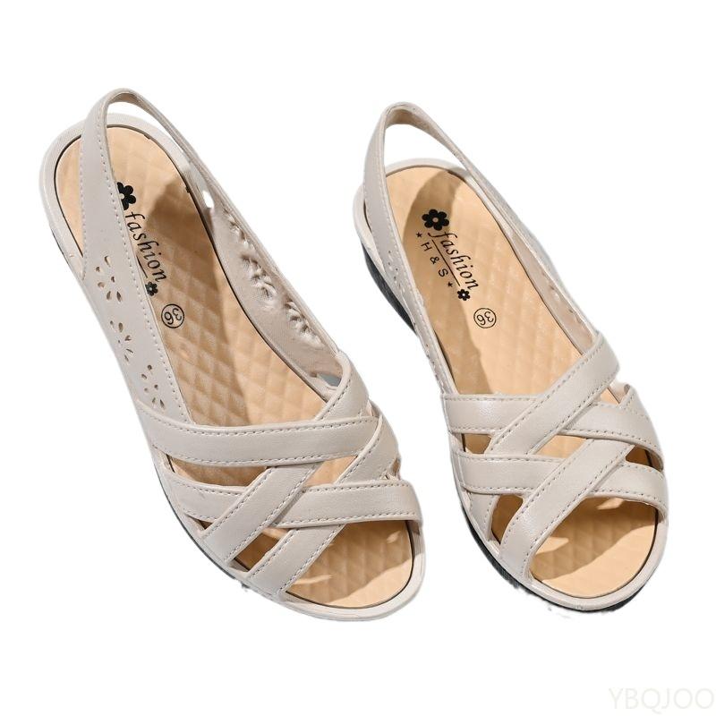 Fashion Soft Sole Non Slip Shallow Mouth Flat Shoes Lightweight Breathable Women Shoes New Women's Summer Hollow Out Wedges Sandals