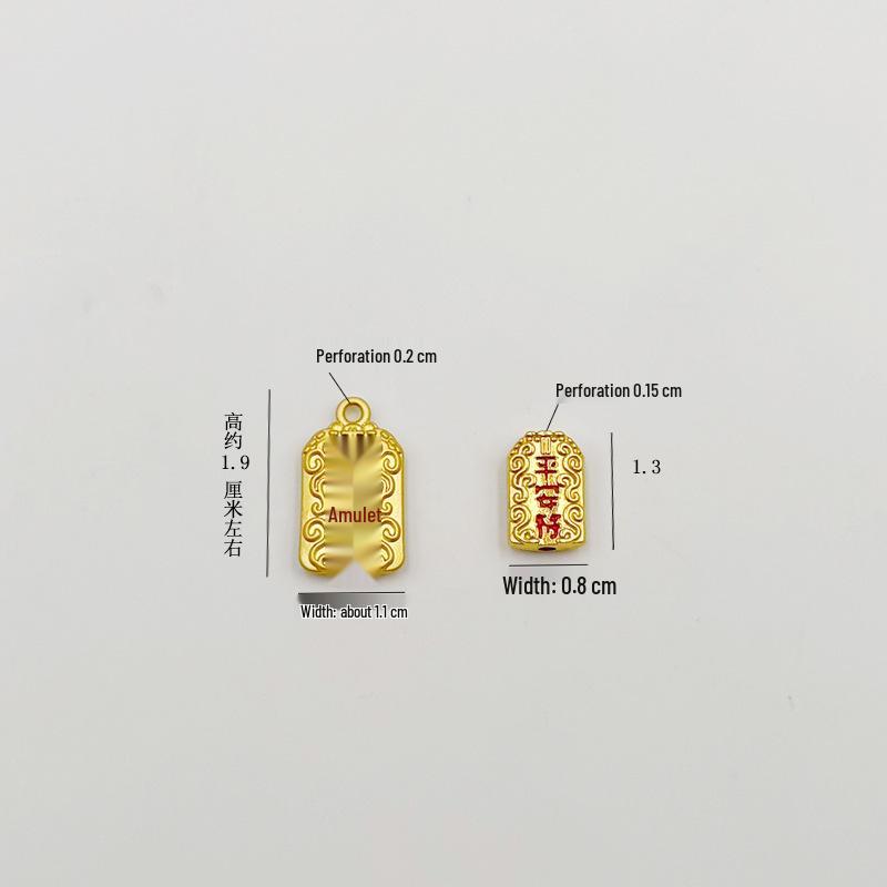 Ancient Gold Drip Oil Fu Character Pendant Bracelet Charm - Chinese Style DIY Alloy Accessory