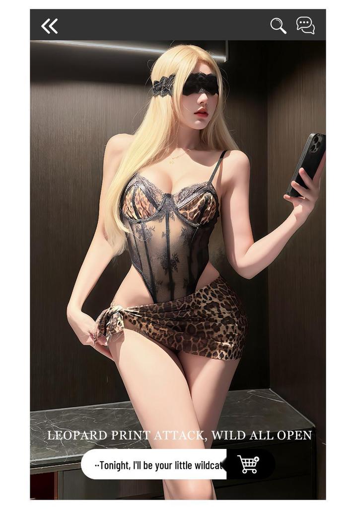 Xianyi Sexy Leopard Print Underwire Lingerie Bodysuit - Flirty See-through Design