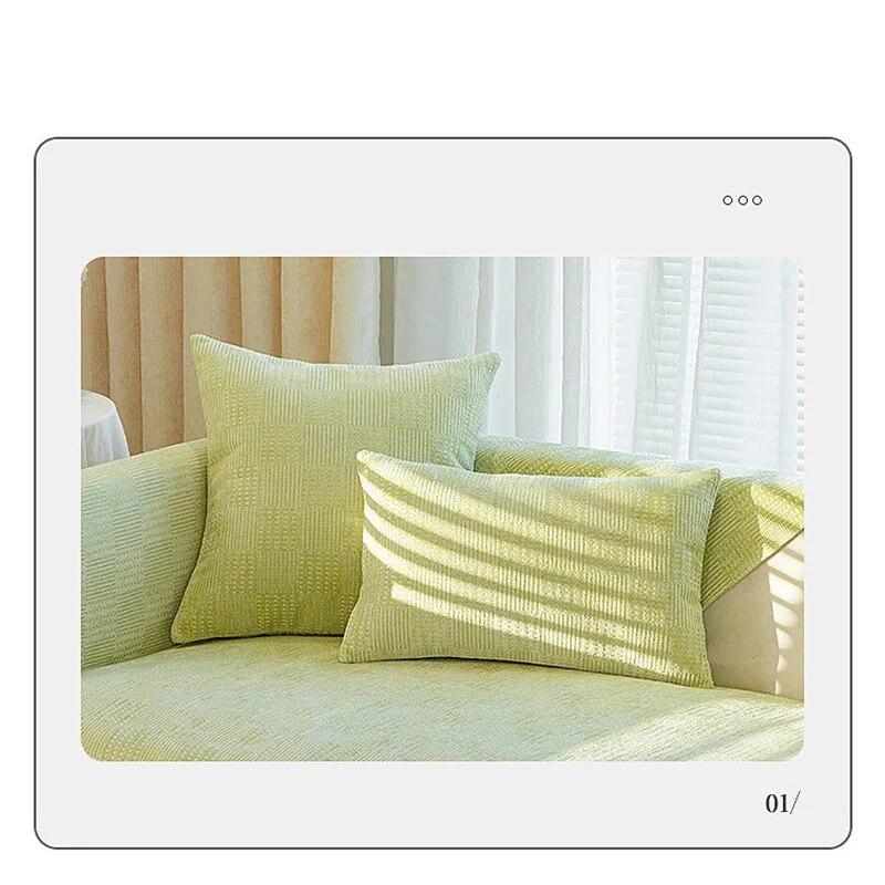 Solid Colour Simple Sofa Cover Soft Skin-Friendly Plaid Four Seasons Universal Living Room Non-Slip Sofa Cover Backrest Armrest