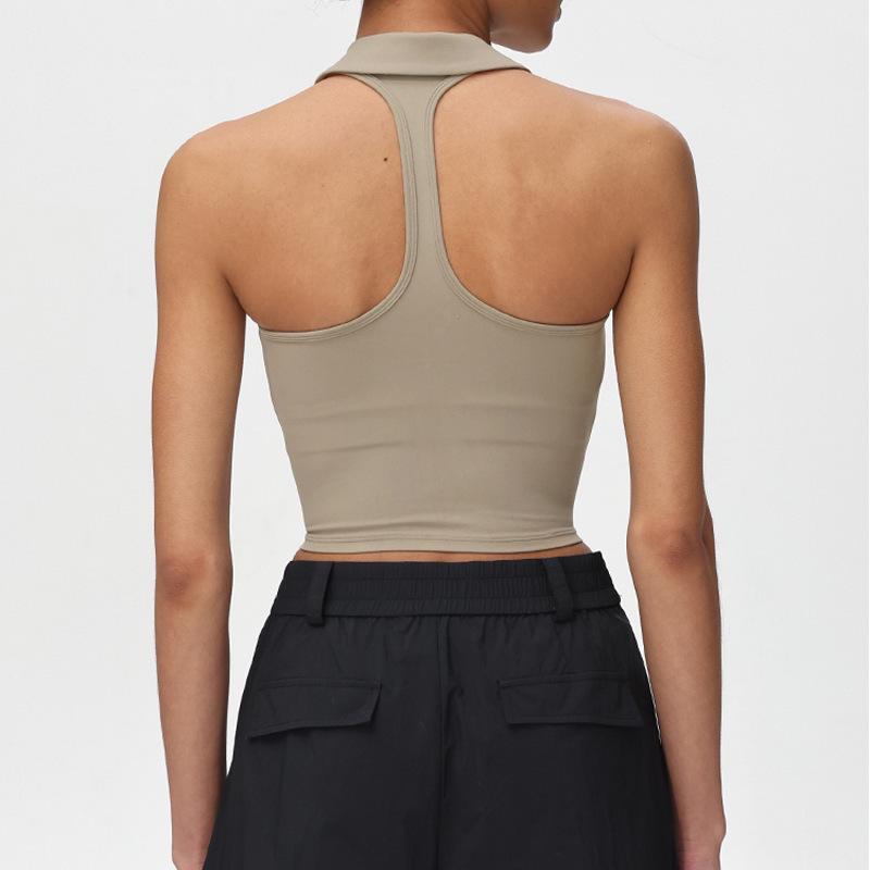 Lulu Women s Lapel Beautiful Back High Elasticity Quick-Dry Yoga and Pilates Tank Top Extra Large
