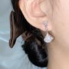 Fan-shaped Zircon Skirt Earrings Exquisite Super Flash Temperament Versatile Stud Ear Wedding Party Jewelry
