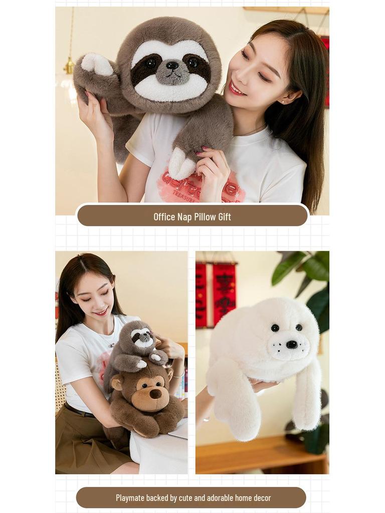 Mego Herriot Plush Sloth Monkey Seal Doll – Comforting Toy for Kids