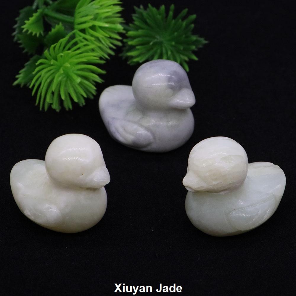 1.2" Little Duck Statue Natural Stone Reiki Healing Crystal Amethyst Tiger Eye Animal Figurine Gemstones Crafts Home Decor Gifts