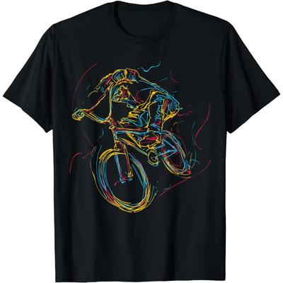 Kolorowa Abstrakcyjna Sztuka BMX Bar Obrót 180 360 Koszulka Odzież Męska Topy Graficzne Koszulki Vintage T-Shirt Camisas Streetwear