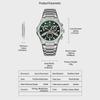 Mens Quartz Watch Waterproof Luminous Display Week/Date Stainless Steel Strap Casual Wristwatches