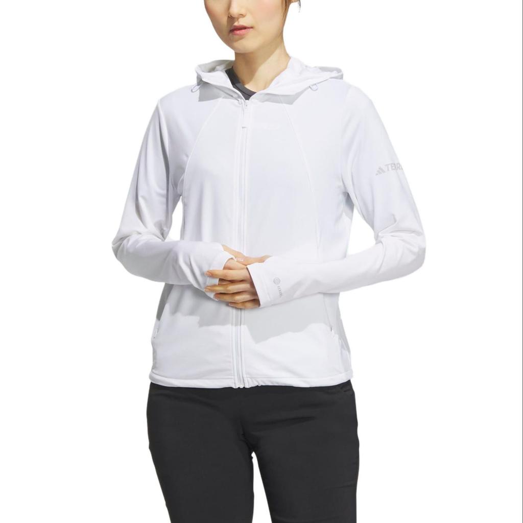 Adidas Solid Color Sports Hoodie Long Sleeve Breathable Sun Protection Women tops White IU1269