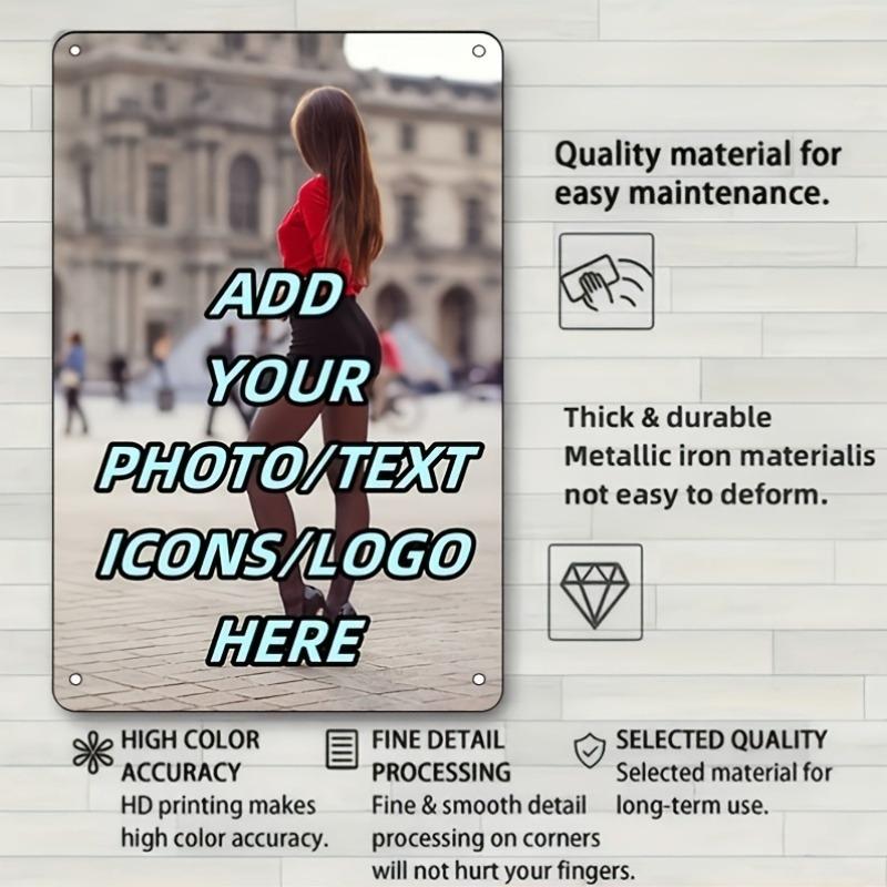 Customizable 2D Flat Metal Wall Sign Vintage Modern Home Decor