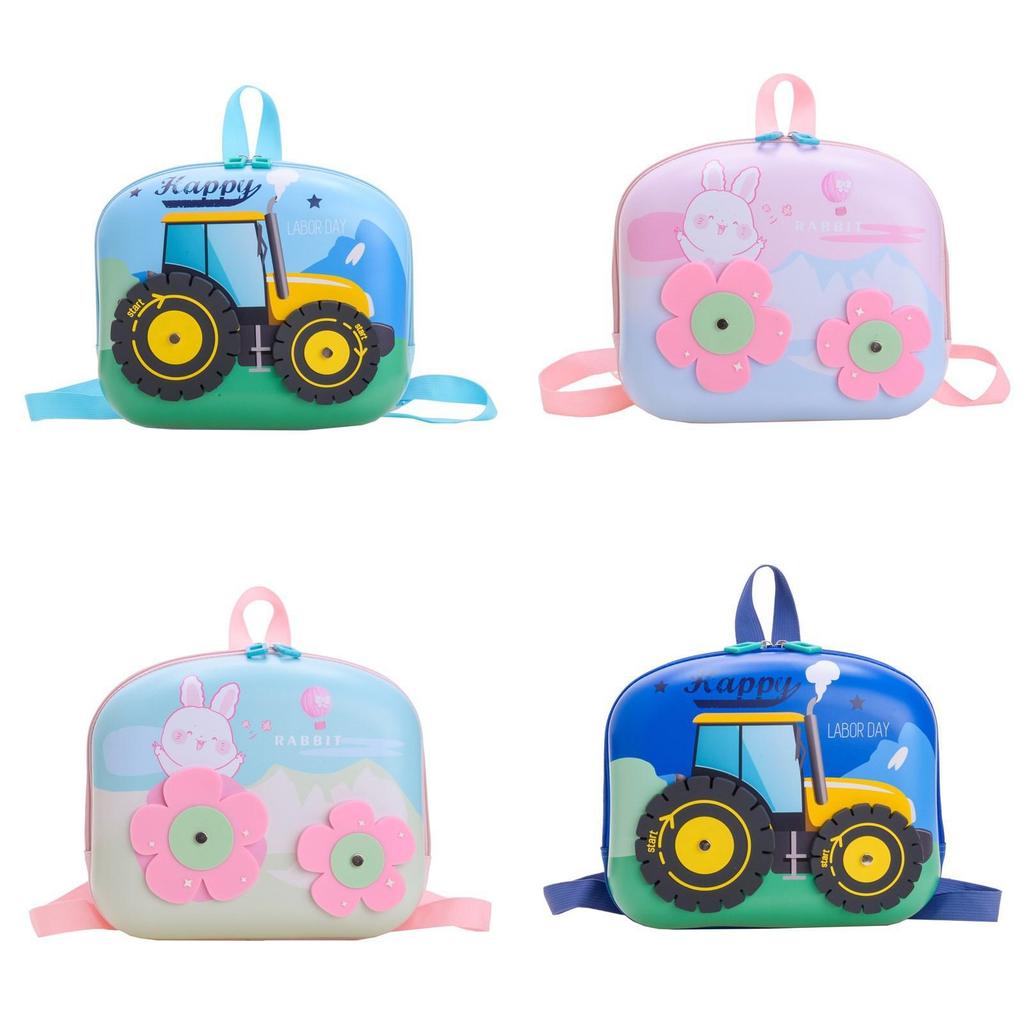 Cartoon Cute Engineering Vehicle Backpack With Lightweight Design For School Students