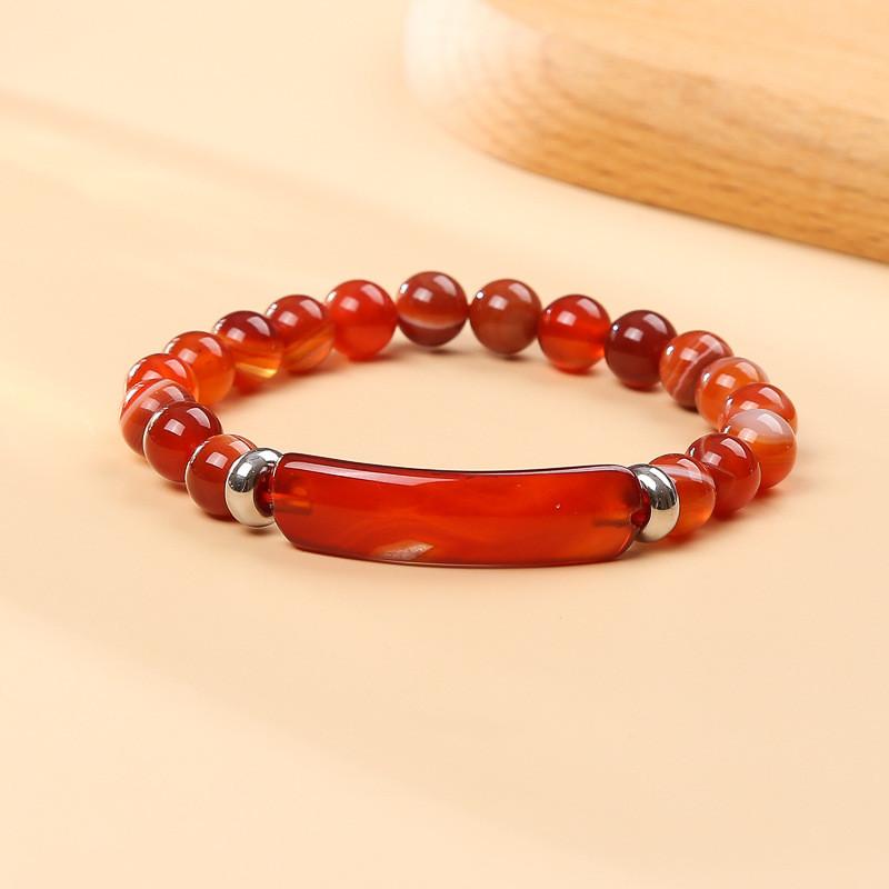 Braccialetto con Perline di Cristallo di Agata Geometrica con Design Artigianale per Accessorio Moda Unisex