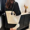 New Large-capacity Straw Weaving Contrasting Colors Fashionable Popular Single Shoulder Underarm Tote Bag Casual Beach Handbag Women