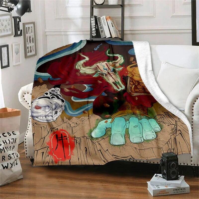 Twelve Chinese Zodiac Signs Pattern Printing Manta Sofa Bed Cover Soft  Blanket Plaid Soft Warm Flannel Throw Blankets Fans Gif