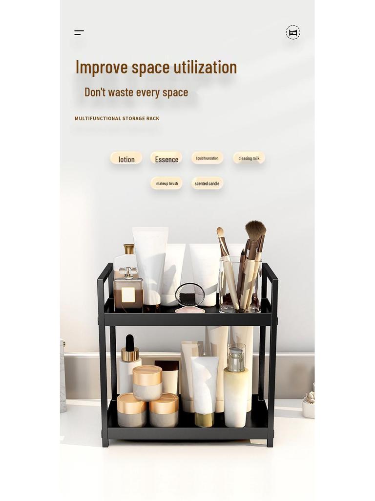Double-Layer Desktop Storage Rack for Perfume, Cosmetics, Bathroom, Dressing Table, and Kitchen Organization