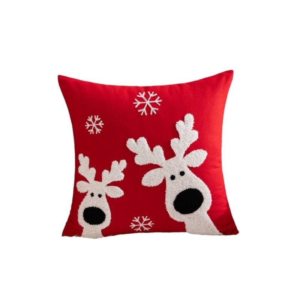 

45x45cm Christmas Pillow Covers Embroidered Christmas Decoration Couch Pillowcase Cartoon Printed Square Sofa Cushion Cover Home