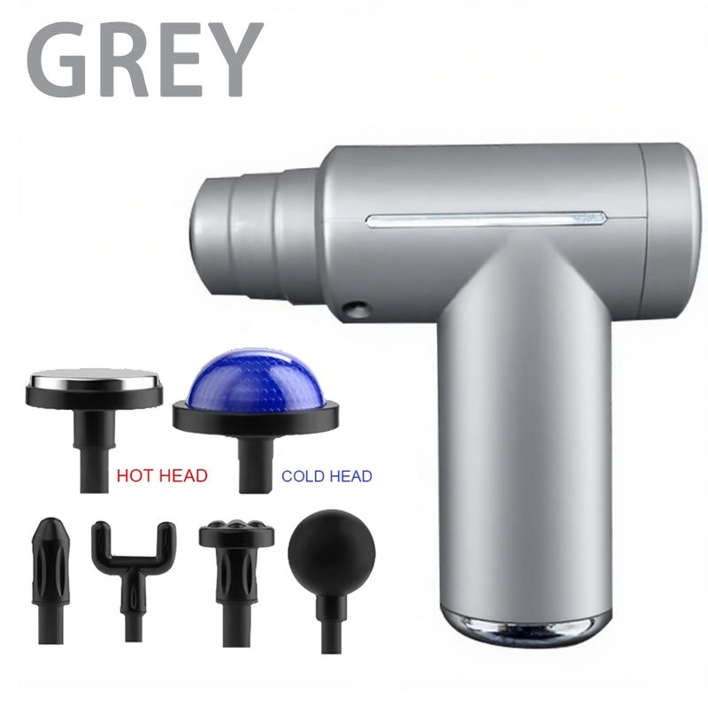 

Новый мини-массажный пистолет с горячим и холодным компрессом, электрический перкуссионный массажер для тела, шеи, спины, для глубокой проработки тканей, расслабления мышц серый