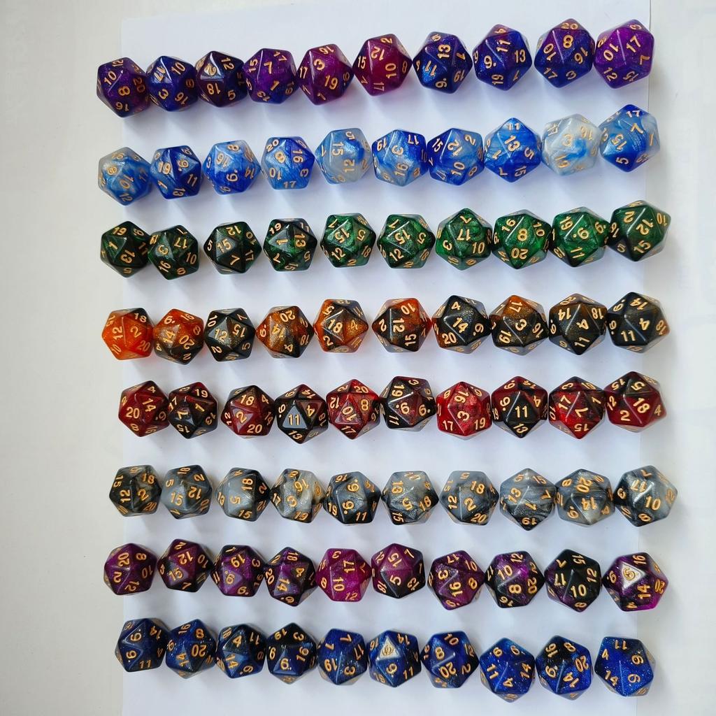 10pcs/set of 20 Sided Dual Color Starry Sky Dice Acrylic Number Dice for Dnd COC RPG Running Team Table Board Game Dnd Dice Set