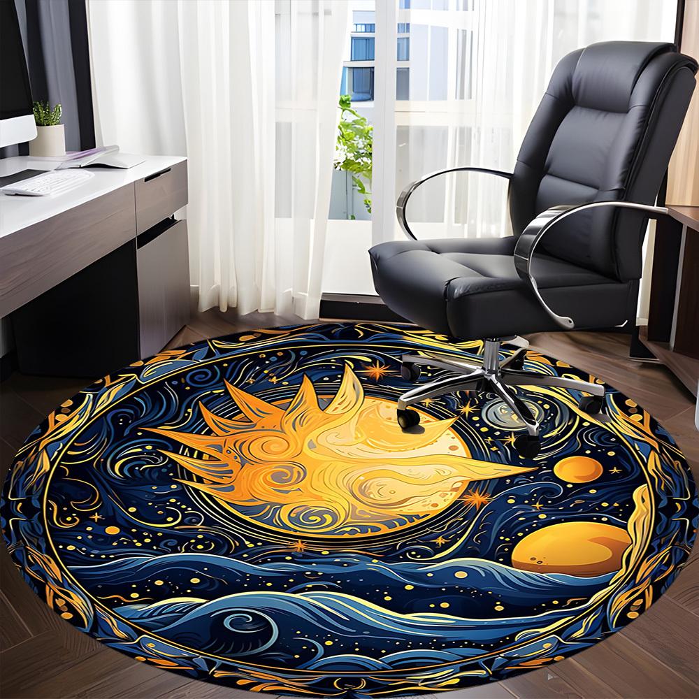 1pc Cosmic Office Round Area Rug, Under Office Chairs Bedroom Living Room Home Decor, Room Deco