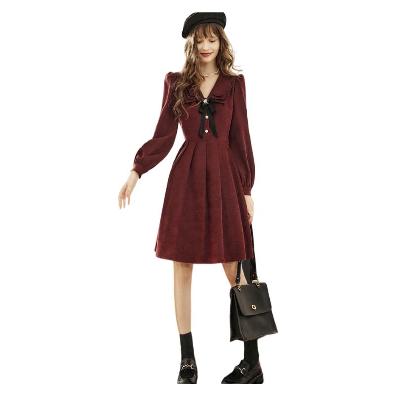 Olrain Upgraded Fit New Year Red Dress Women's Hepburn Style Little Red Dress
