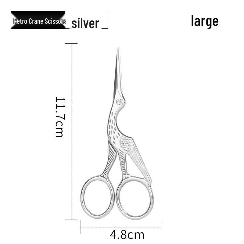 Large Crane Scissors for Handicraft, Tea Ceremony, and Thread Cutting - Vintage Stainless Steel.