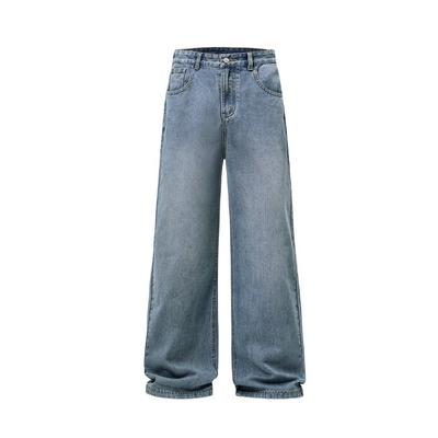 New Spring and Autumn Style Retro Loose A-line Straight Jeans Men and Women Trousers