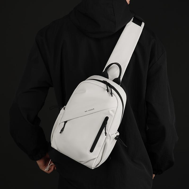 Sleek Black Sling Bag Men's Waterproof Crossbody Chest Bag for Casual Travel & Daily Use