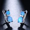 Japanese Korean Mini Creative Earrings Blue Cat Ear Buckle Small Cartoon Fashion