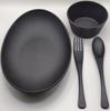 Hendey Ware Oval Dish Set (includes a Round Bowl, Spoon, and Fork). Unbreakable, Made In Japan, Premium Black. Heat-resistant Up To 240°C, Microwave-s