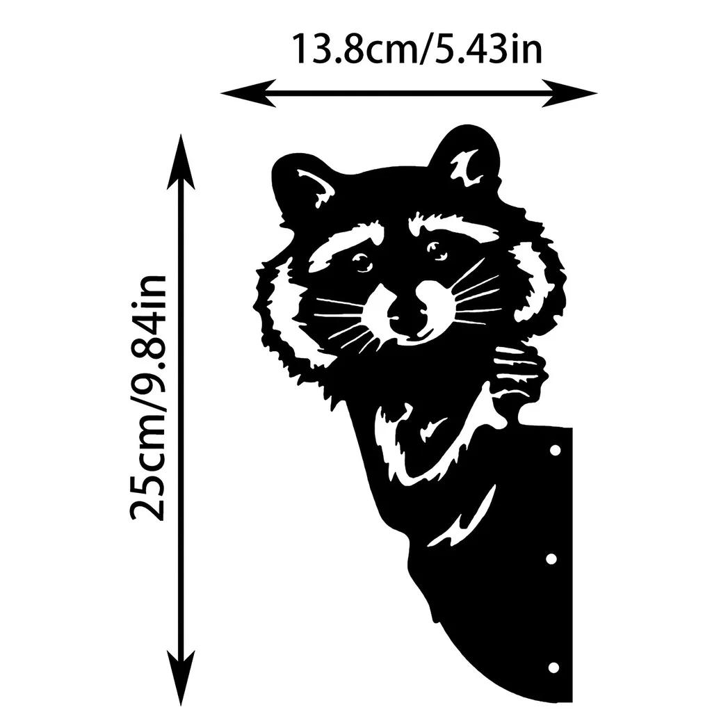 Raccoon Head Shape Iron Silhouette Cute Ornament For Outdoor Garden Fence Farm Craftwork Decor for Garden Party Décor