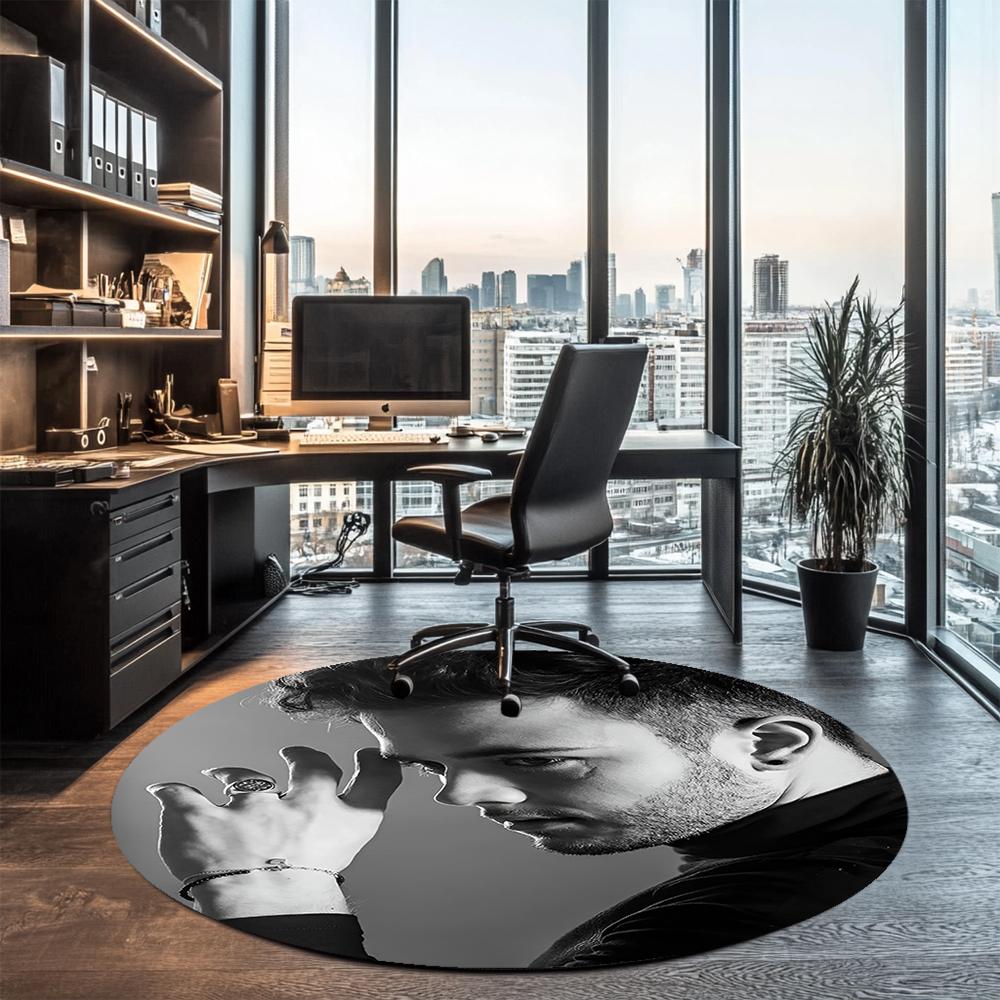 Luca Hanni Printed Round Rug Carpet Chair Rug Area Rug Entryway Doormats,for Office Chair Living Room Bedroom Kitchen Room.