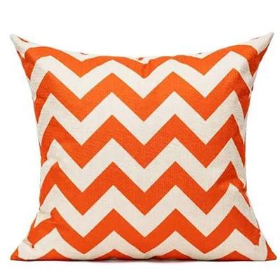 Autumn Orange Pillowcase Geometric Pattern Pillowcase Decorative Cushion Cover Suitable For Family Chair Sofa Living Room Peach skin 18*18(CM)-1Pcs