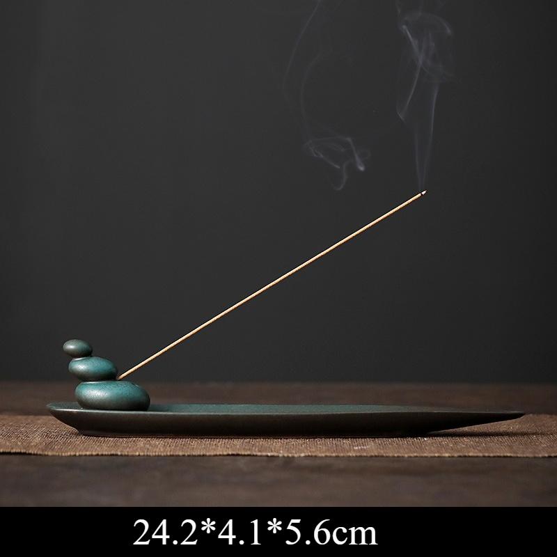 Y Chinese Ceramic Stick Incense Burner Household Indoor Incense Tray Study Living Room Bedroom Durable Incense Holder Ornament